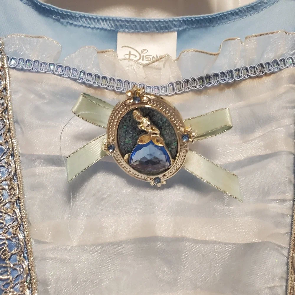 Disney Store Cinderella Ball Gown Dress Costume Blue Princess Halloween READ HOL